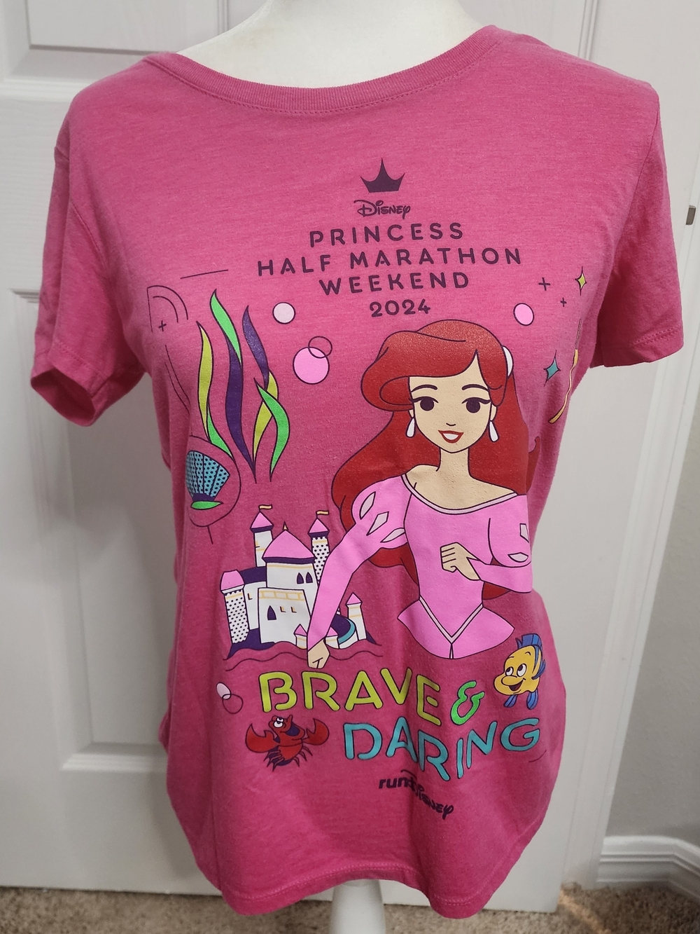 Disney Princess Half Marathon Weekend 2024 Ariel Pink Women's Tee